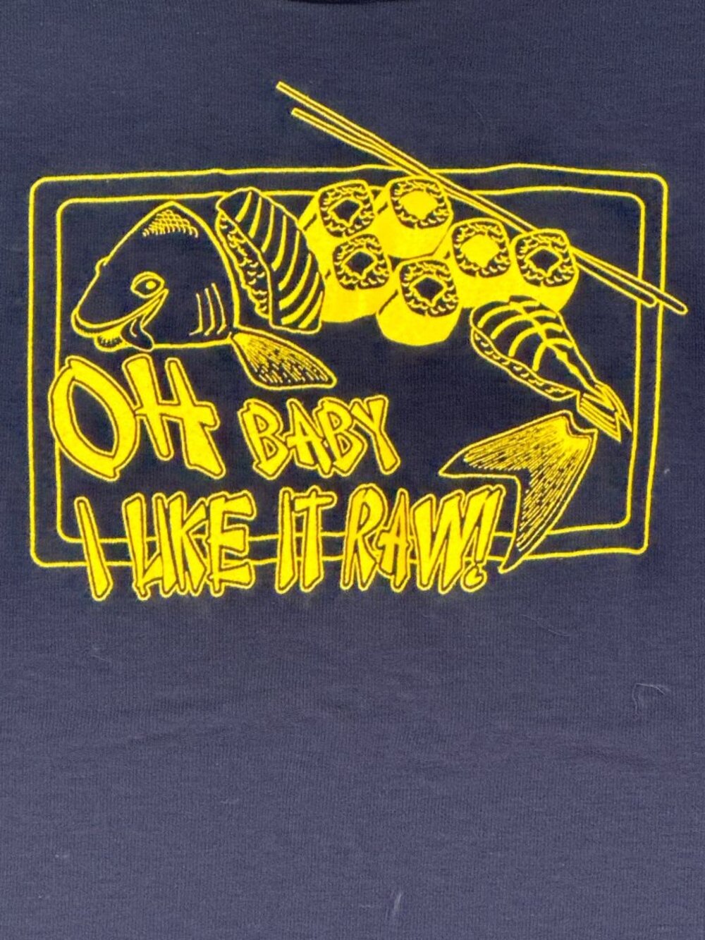 American Apparel Girls M Sushi Raw Fish Funny Graphic T Shirt Made USA Cotton